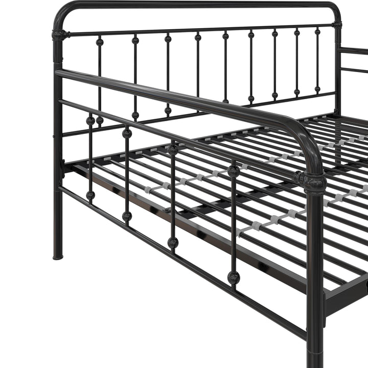 Locky Metal Daybed with Pop Up Trundle Bed - Black - Full-Over-Twin