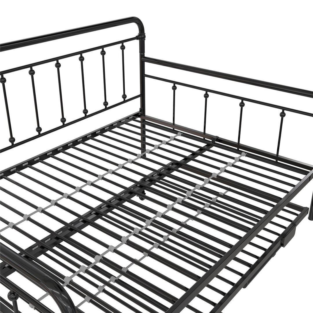 Locky Metal Daybed with Pop Up Trundle Bed - Black - Full-Over-Twin