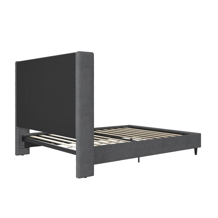 Eveline Upholstered Wingback Bed - Soft Woven Dark Gray - Queen