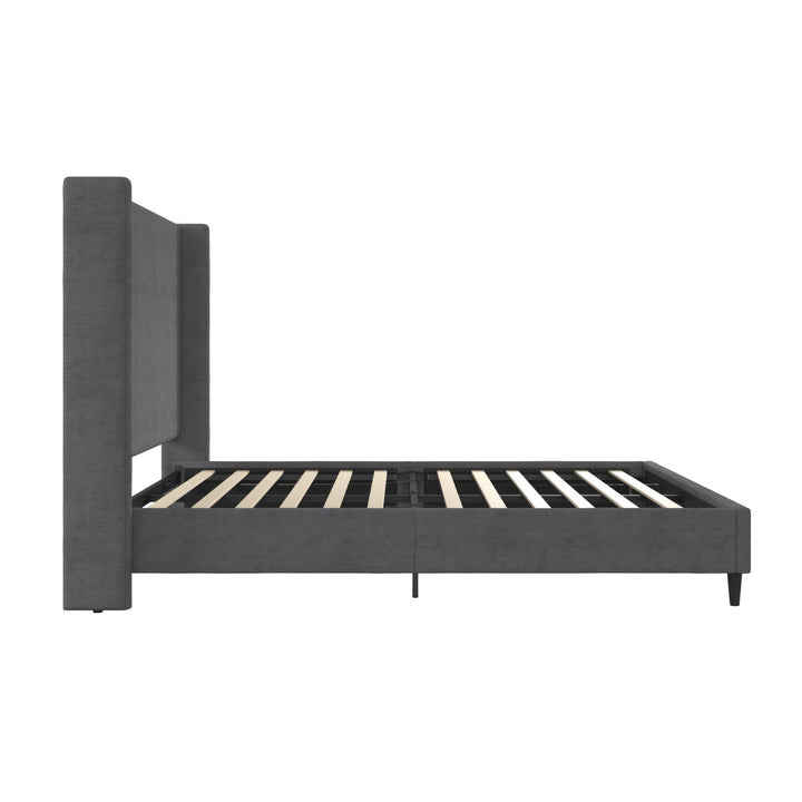 Eveline Upholstered Wingback Bed - Soft Woven Dark Gray - Queen