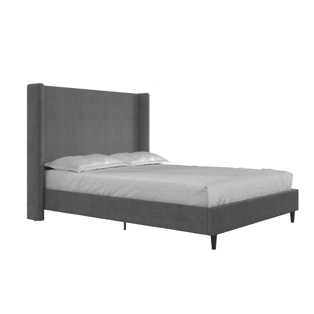 Eveline Upholstered Wingback Bed - Soft Woven Dark Gray - Queen