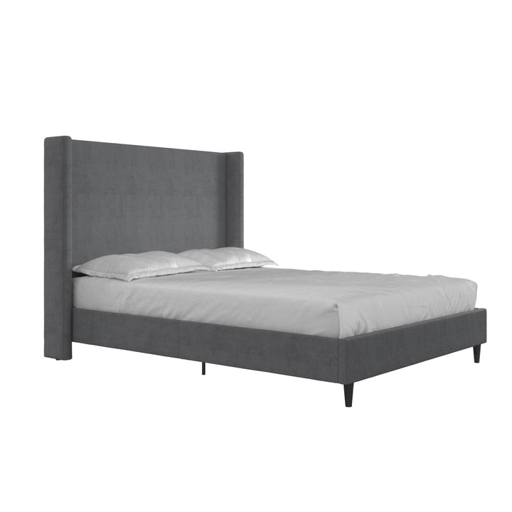 Eveline Upholstered Wingback Bed - Soft Woven Dark Gray - Queen