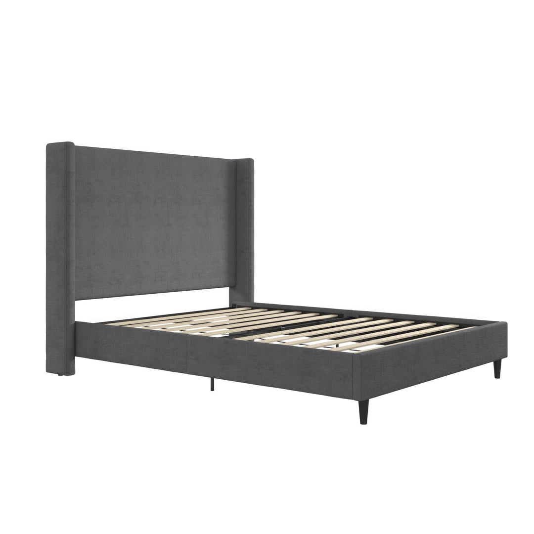 Eveline Upholstered Wingback Bed - Soft Woven Dark Gray - Queen