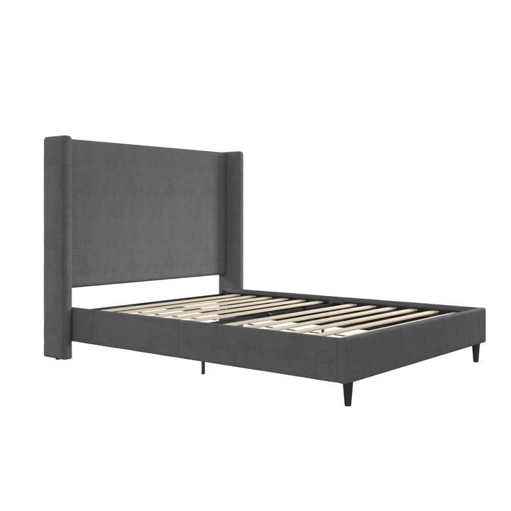 Eveline Upholstered Wingback Bed - Soft Woven Dark Gray - Queen