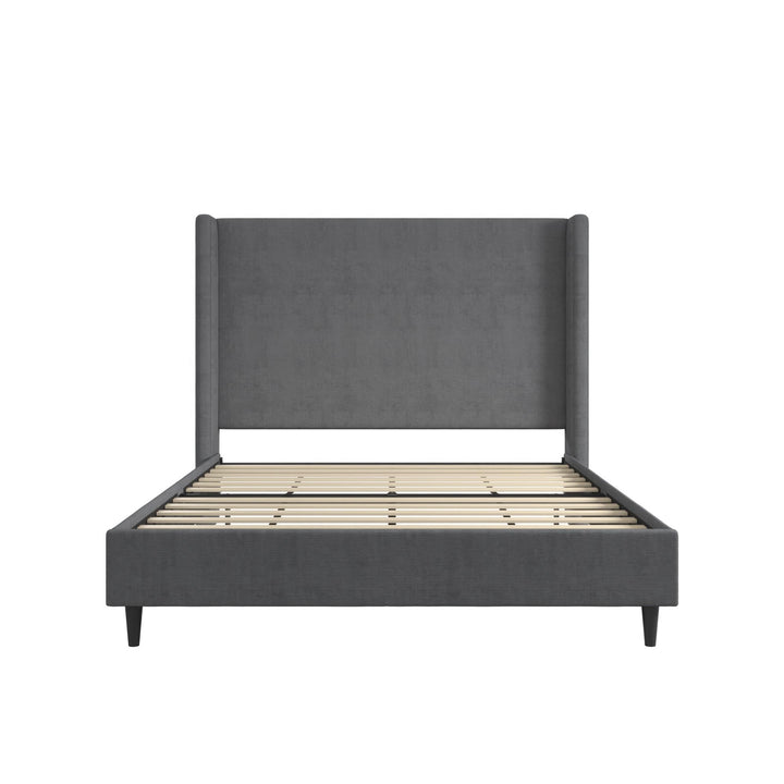 Eveline Upholstered Wingback Bed - Soft Woven Dark Gray - Queen