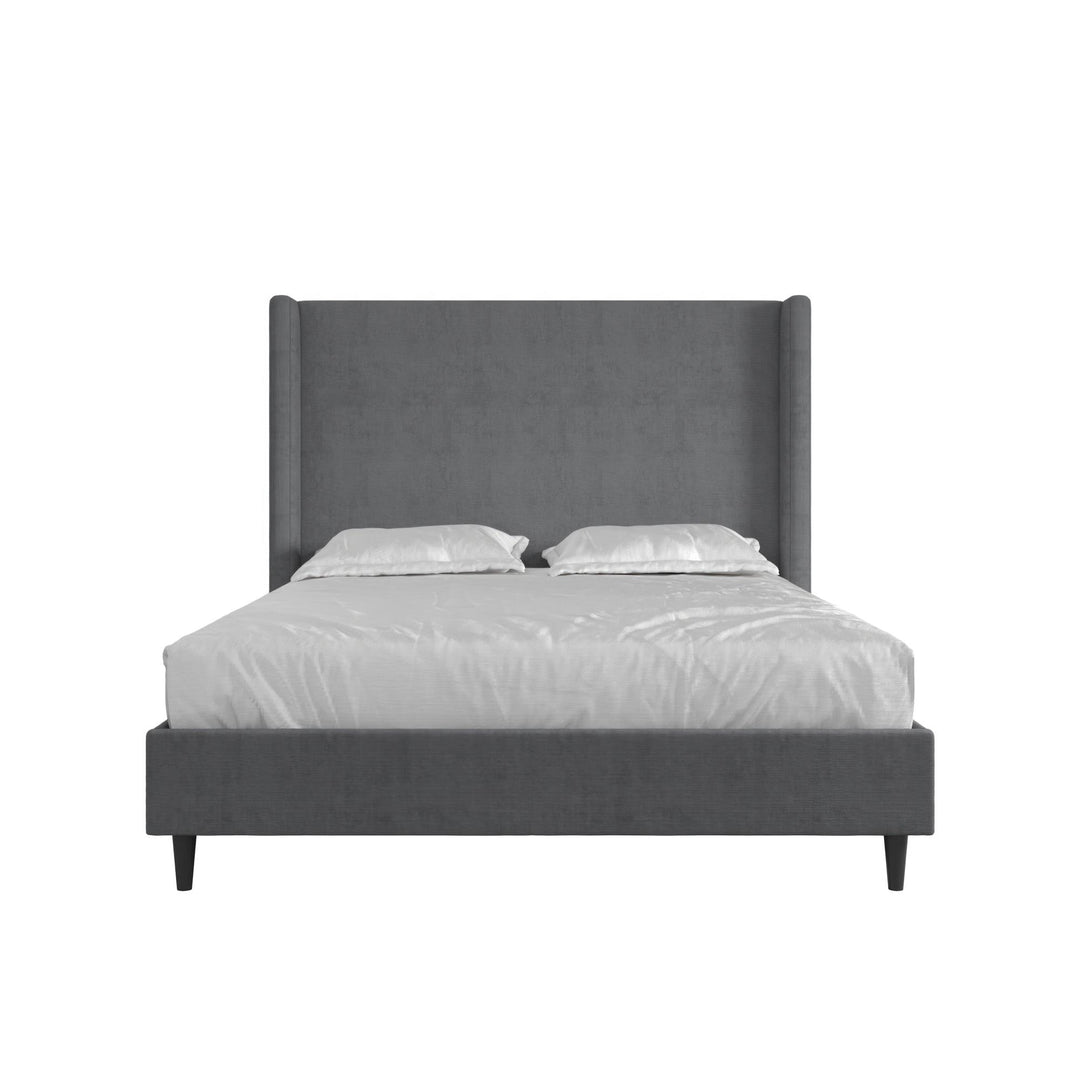 Eveline Upholstered Wingback Bed - Soft Woven Dark Gray - Queen