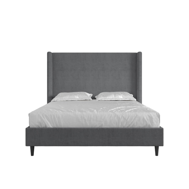 Eveline Upholstered Wingback Bed - Soft Woven Dark Gray - Queen