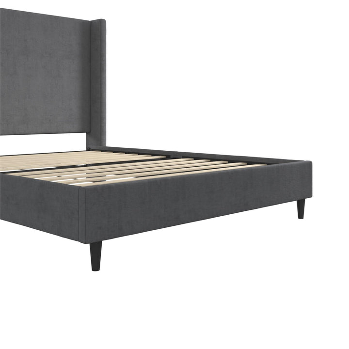 Eveline Upholstered Wingback Bed - Soft Woven Dark Gray - Queen