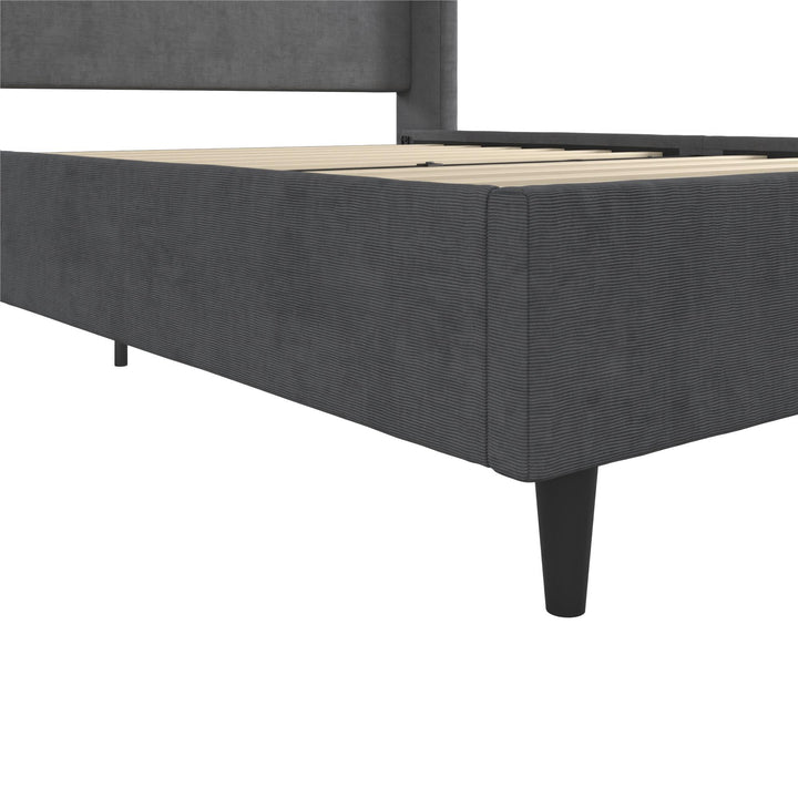 Eveline Upholstered Wingback Bed - Soft Woven Dark Gray - Queen