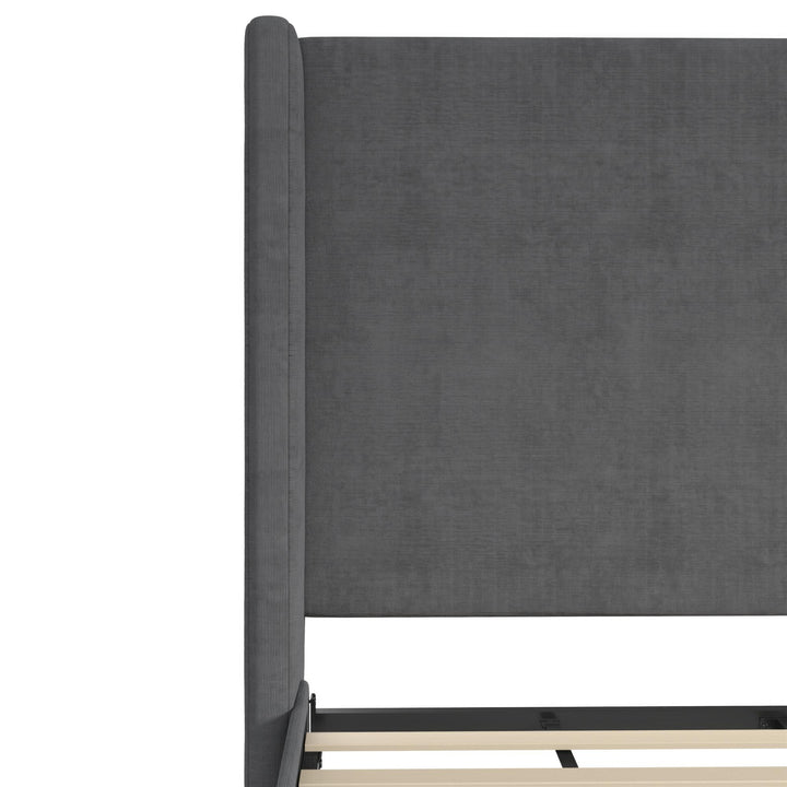 Eveline Upholstered Wingback Bed - Soft Woven Dark Gray - Queen