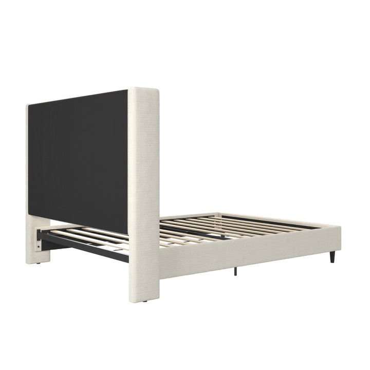 Eveline Upholstered Wingback Bed - Ivory Boucle - Queen
