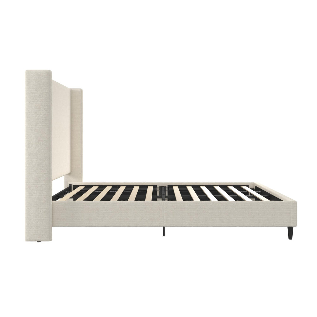 Eveline Upholstered Wingback Bed - Ivory Boucle - Queen