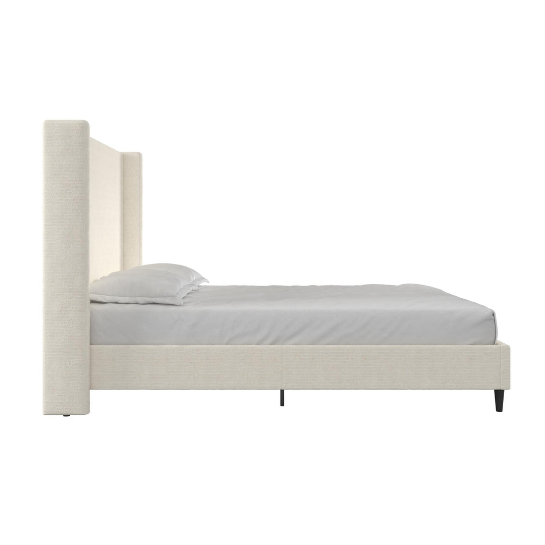 Eveline Upholstered Wingback Bed - Ivory Boucle - Queen