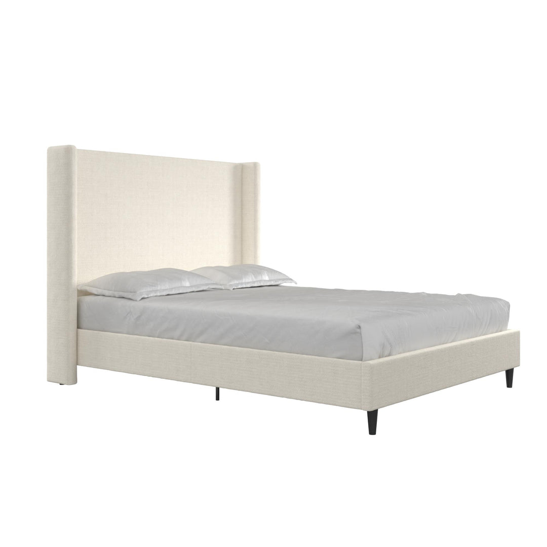 Eveline Upholstered Wingback Bed - Ivory Boucle - Queen