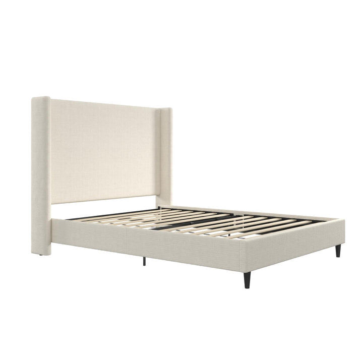 Eveline Upholstered Wingback Bed - Ivory Boucle - Queen