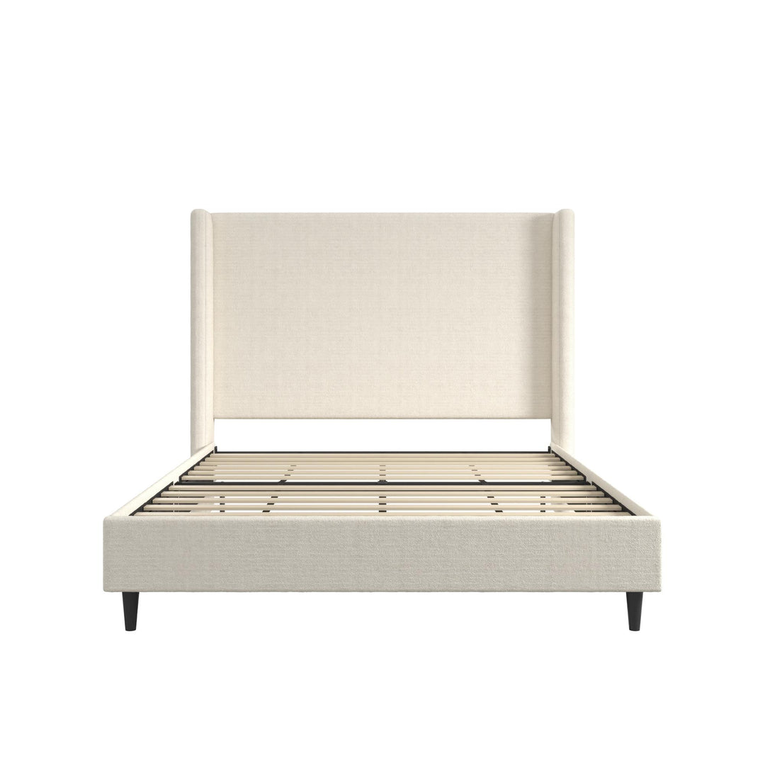 Eveline Upholstered Wingback Bed - Ivory Boucle - Queen
