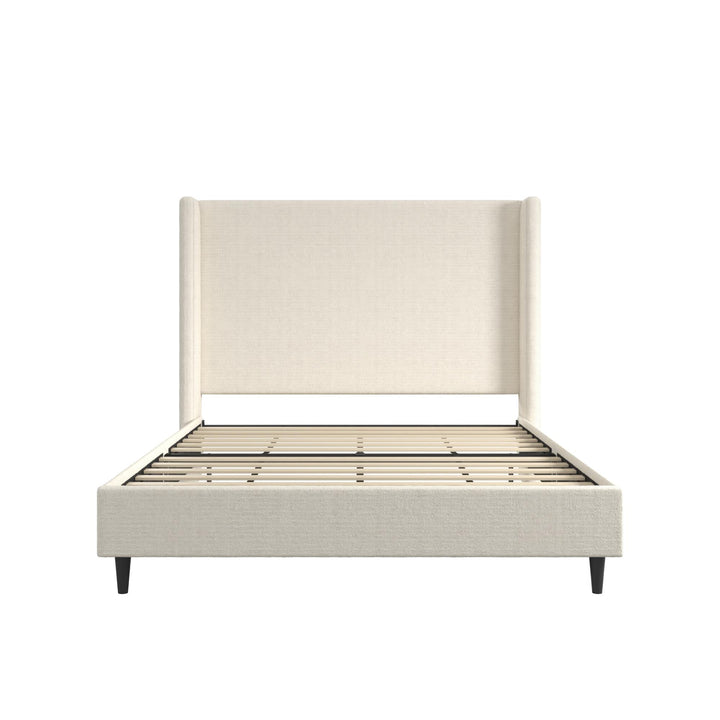 Eveline Upholstered Wingback Bed - Ivory Boucle - Queen