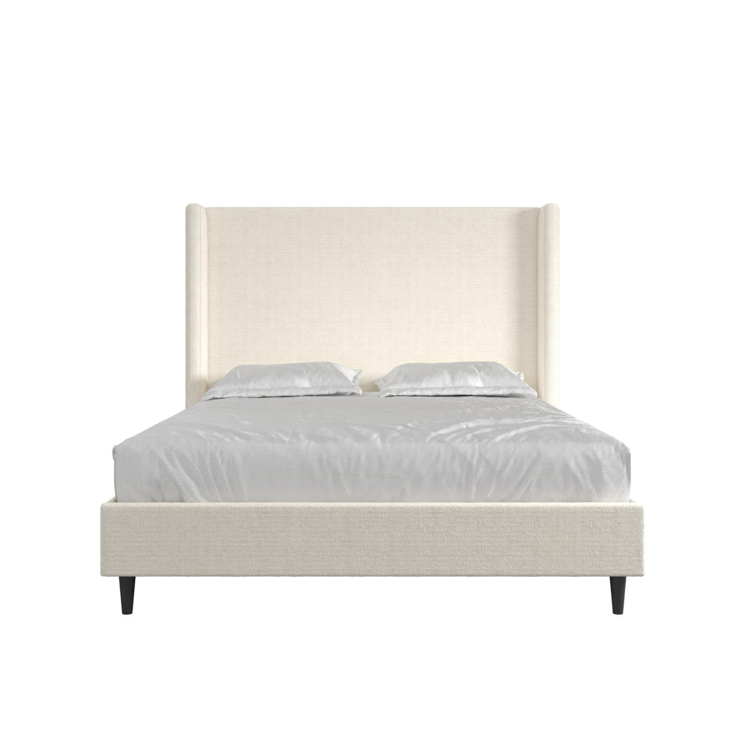 Eveline Upholstered Wingback Bed - Ivory Boucle - Queen
