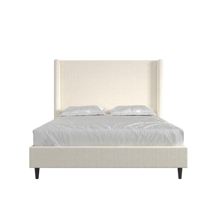Eveline Upholstered Wingback Bed - Ivory Boucle - Queen