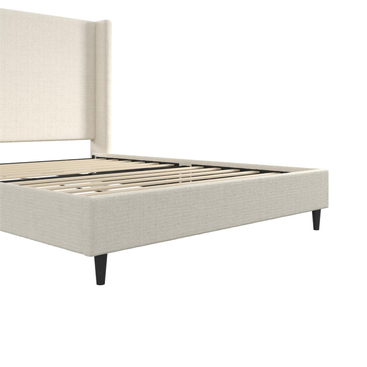 Eveline Upholstered Wingback Bed - Ivory Boucle - Queen