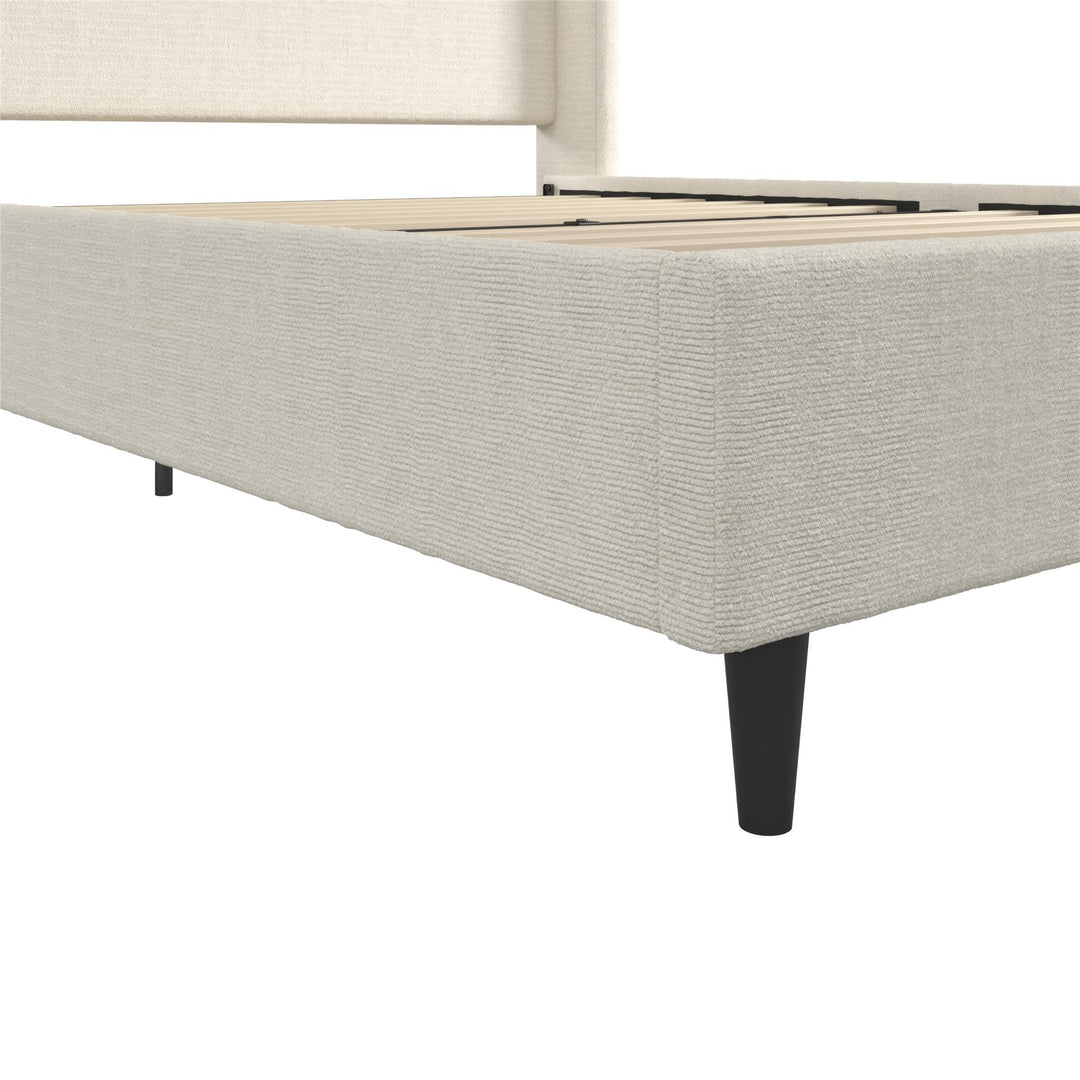 Eveline Upholstered Wingback Bed - Ivory Boucle - Queen