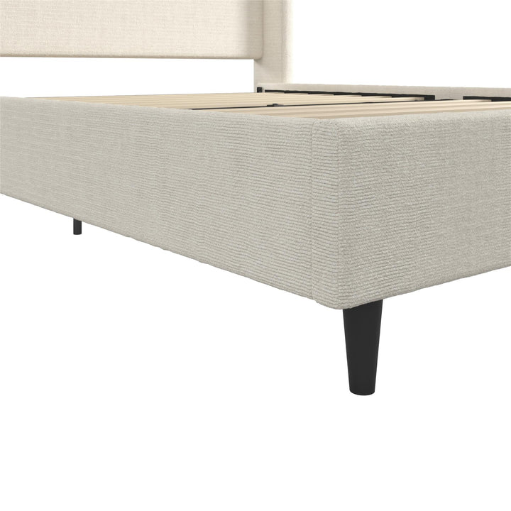Eveline Upholstered Wingback Bed - Ivory Boucle - Queen