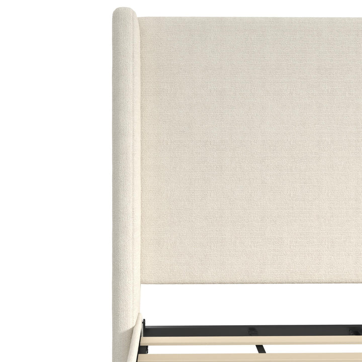 Eveline Upholstered Wingback Bed - Ivory Boucle - Queen