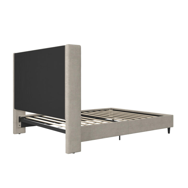 Eveline Upholstered Wingback Bed - Soft Woven Light Gray - Queen