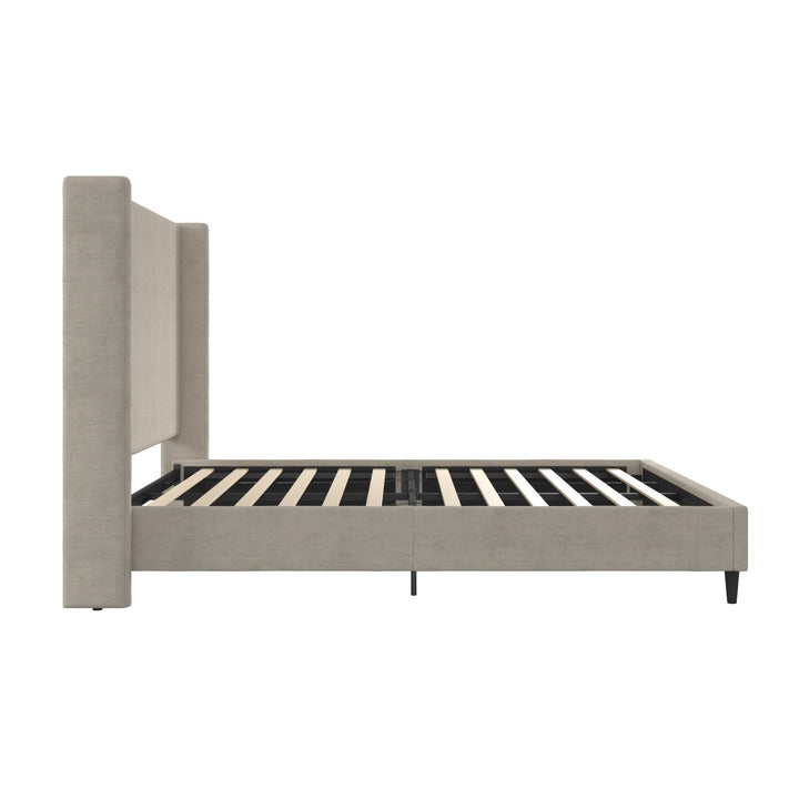 Eveline Upholstered Wingback Bed - Soft Woven Light Gray - Queen
