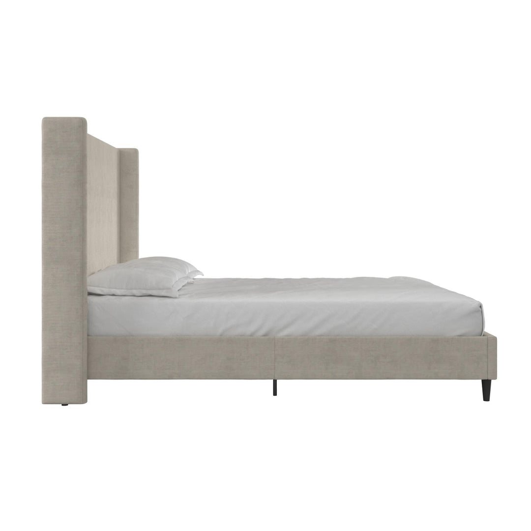 Eveline Upholstered Wingback Bed - Soft Woven Light Gray - Queen