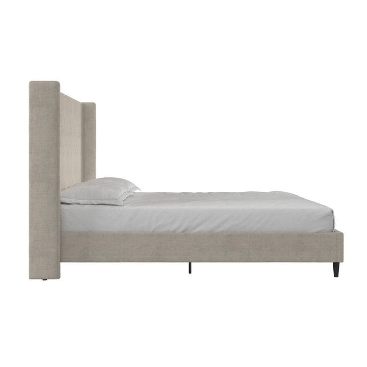 Eveline Upholstered Wingback Bed - Soft Woven Light Gray - Queen