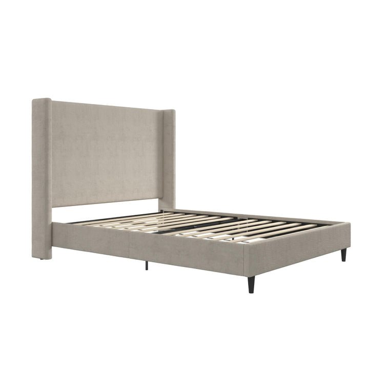 Eveline Upholstered Wingback Bed - Soft Woven Light Gray - Queen
