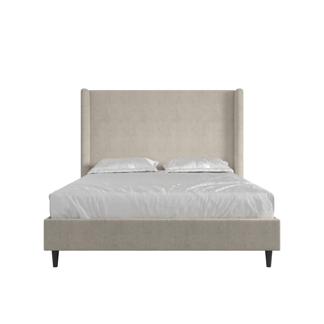 Eveline Upholstered Wingback Bed - Soft Woven Light Gray - Queen
