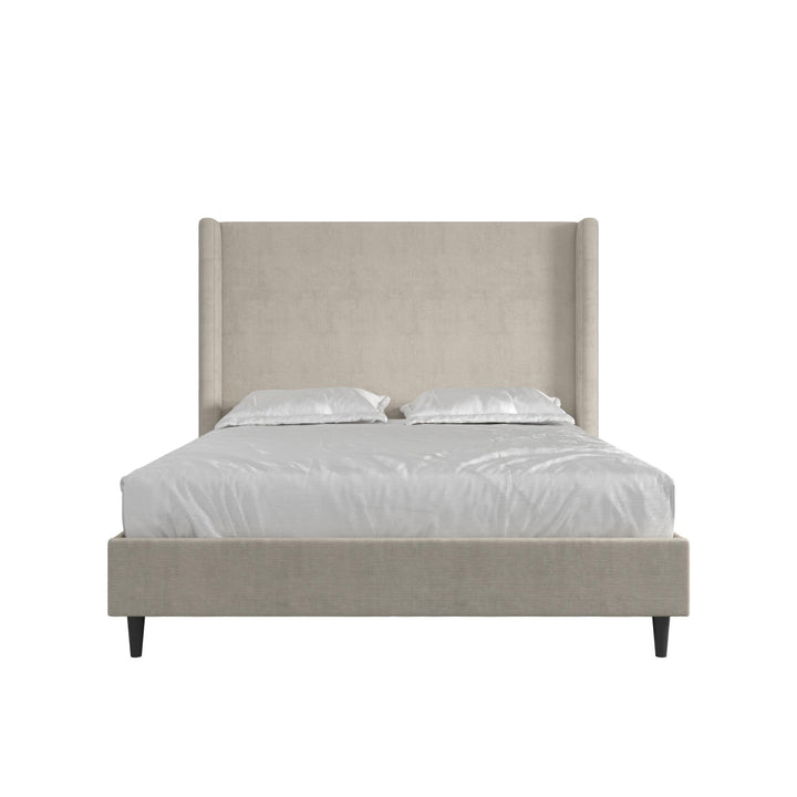 Eveline Upholstered Wingback Bed - Soft Woven Light Gray - Queen