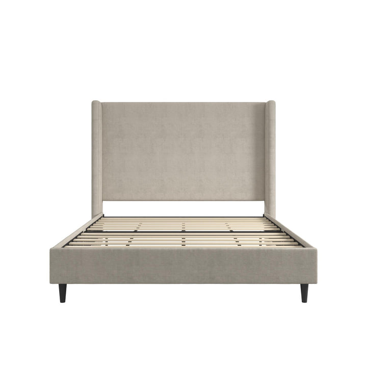 Eveline Upholstered Wingback Bed - Soft Woven Light Gray - Queen