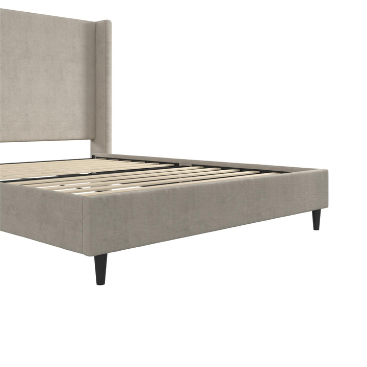 Eveline Upholstered Wingback Bed - Soft Woven Light Gray - Queen