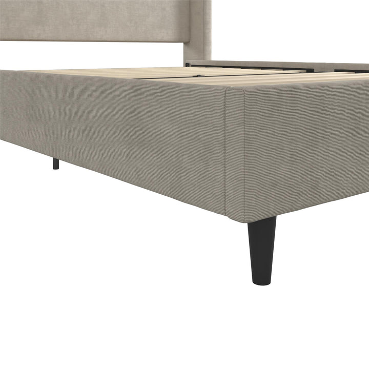 Eveline Upholstered Wingback Bed - Soft Woven Light Gray - Queen