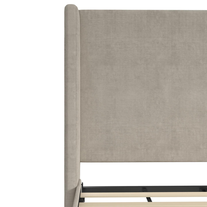 Eveline Upholstered Wingback Bed - Soft Woven Light Gray - Queen
