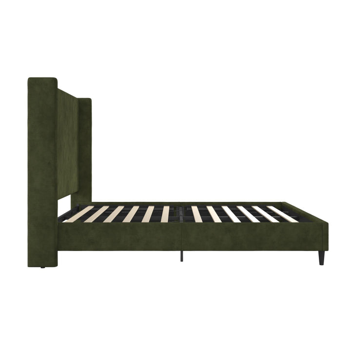 Eveline Upholstered Wingback Bed - Soft Woven Green - Queen