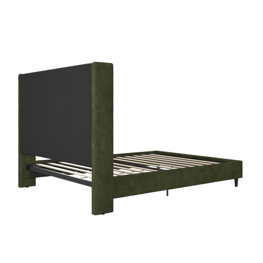Eveline Upholstered Wingback Bed - Soft Woven Green - Queen
