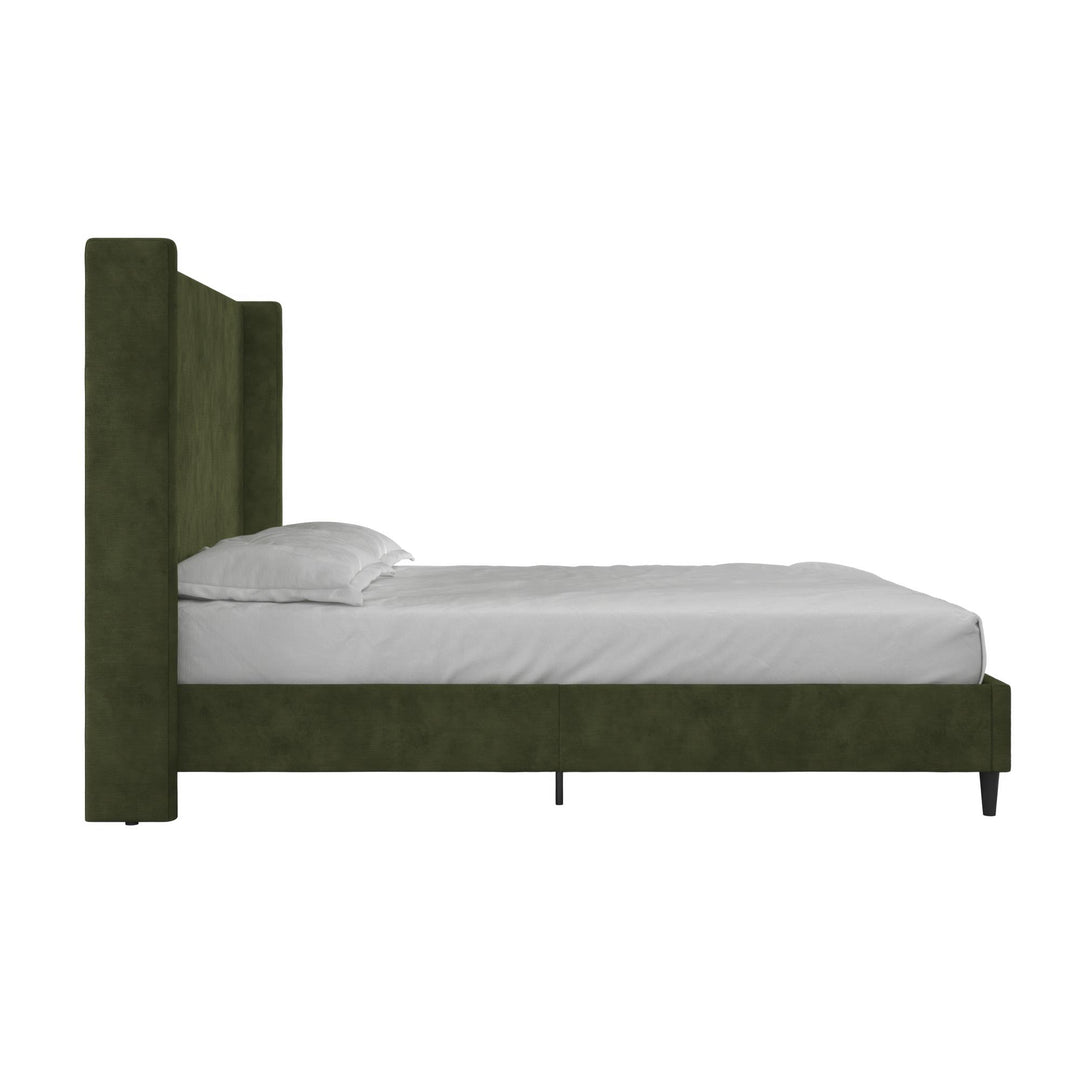 Eveline Upholstered Wingback Bed - Soft Woven Green - Queen