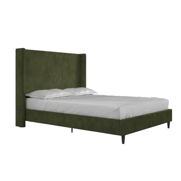 Eveline Upholstered Wingback Bed - Soft Woven Green - Queen