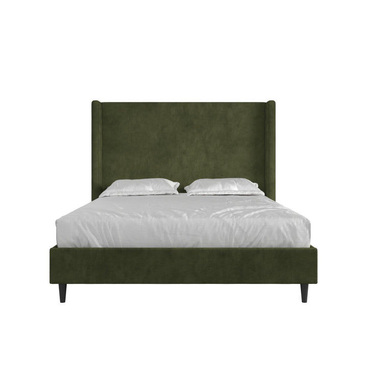 Eveline Upholstered Wingback Bed - Soft Woven Green - Queen