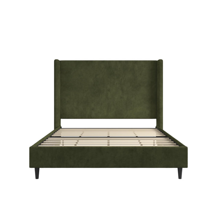 Eveline Upholstered Wingback Bed - Soft Woven Green - Queen