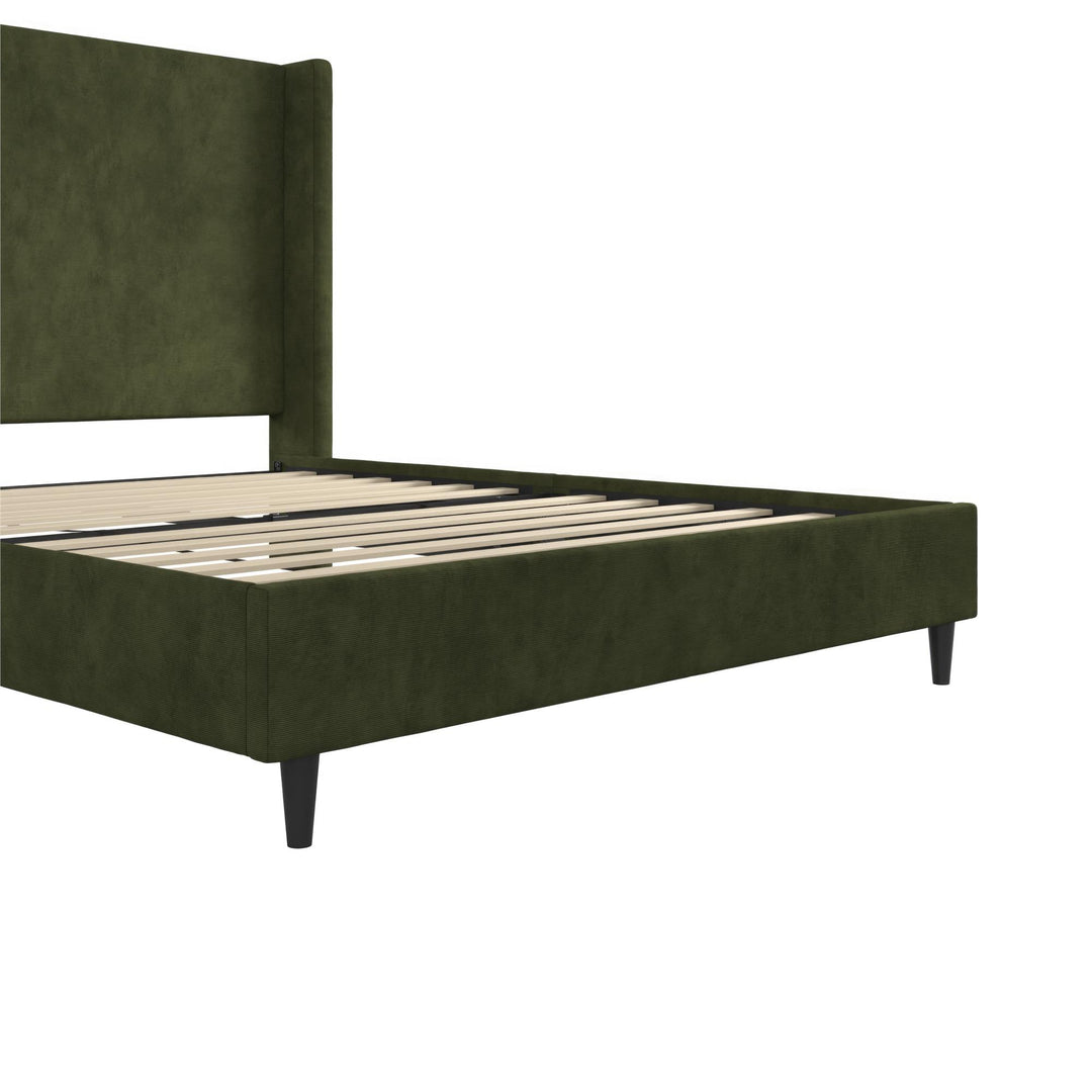 Eveline Upholstered Wingback Bed - Soft Woven Green - Queen