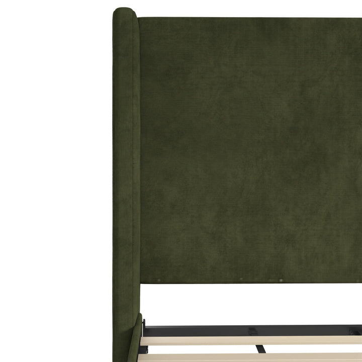 Eveline Upholstered Wingback Bed - Soft Woven Green - Queen