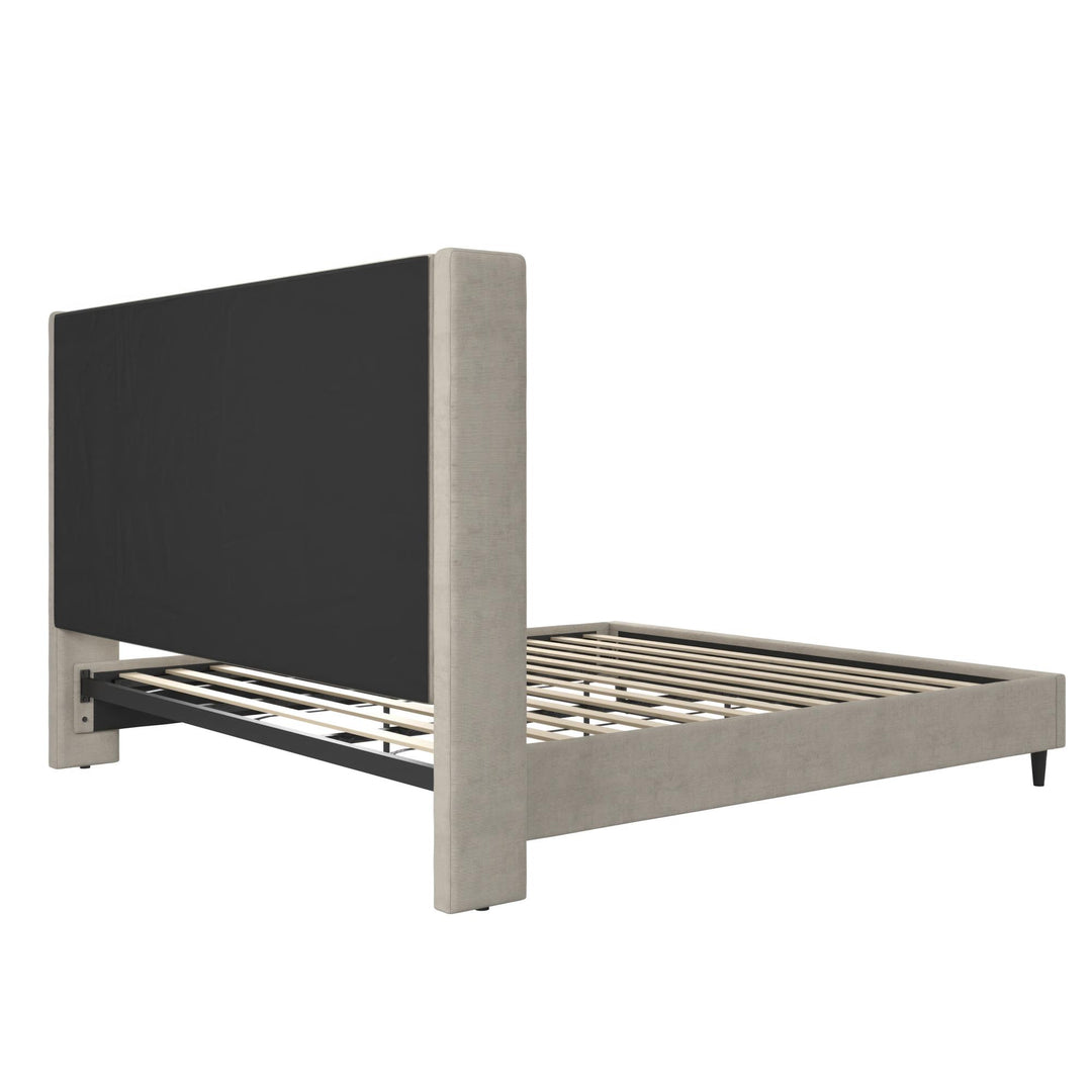 Eveline Upholstered Wingback Bed - Soft Woven Light Gray - King