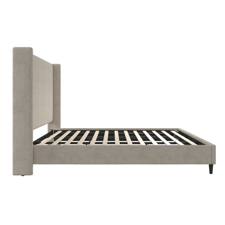 Eveline Upholstered Wingback Bed - Soft Woven Light Gray - King