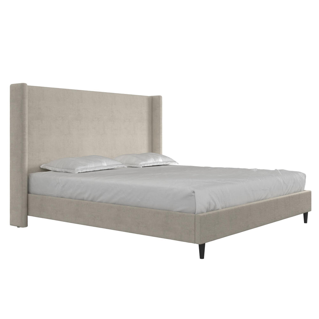 Eveline Upholstered Wingback Bed - Soft Woven Light Gray - King