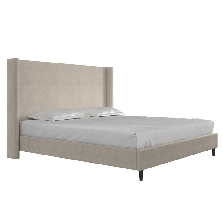 Eveline Upholstered Wingback Bed - Soft Woven Light Gray - King
